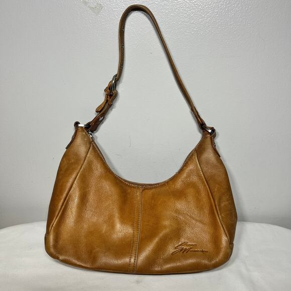 VTG Y2K Stone Mountain Brown Leather Hobo Bag Shoulder Purse Small Grunge 11x8 - Picture 1 of 10